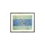 Textured abstract wall art print in blue and green tones with blue frame – modern ocean-inspired artwork.