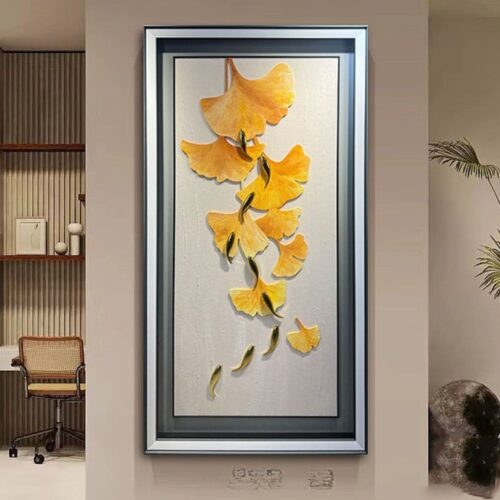 3D ginkgo leaves and 9 koi fish feng shui wall art Malaysia