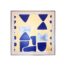 Hand-painted abstract geometric wall art in blue and beige tones – modern minimalist artwork.