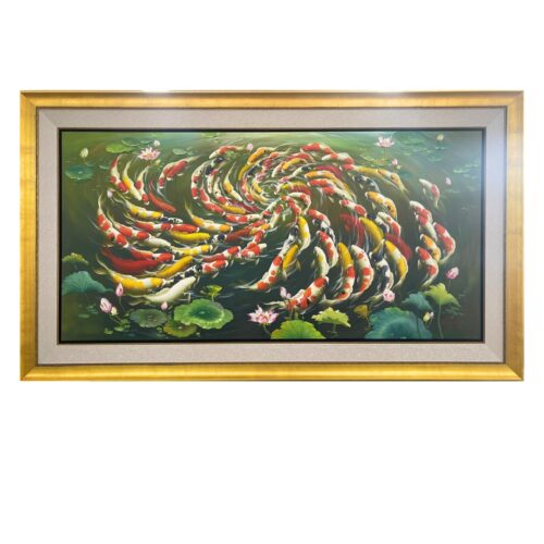 锦鲤聚财风水画 有水招财 老板办公室装饰画