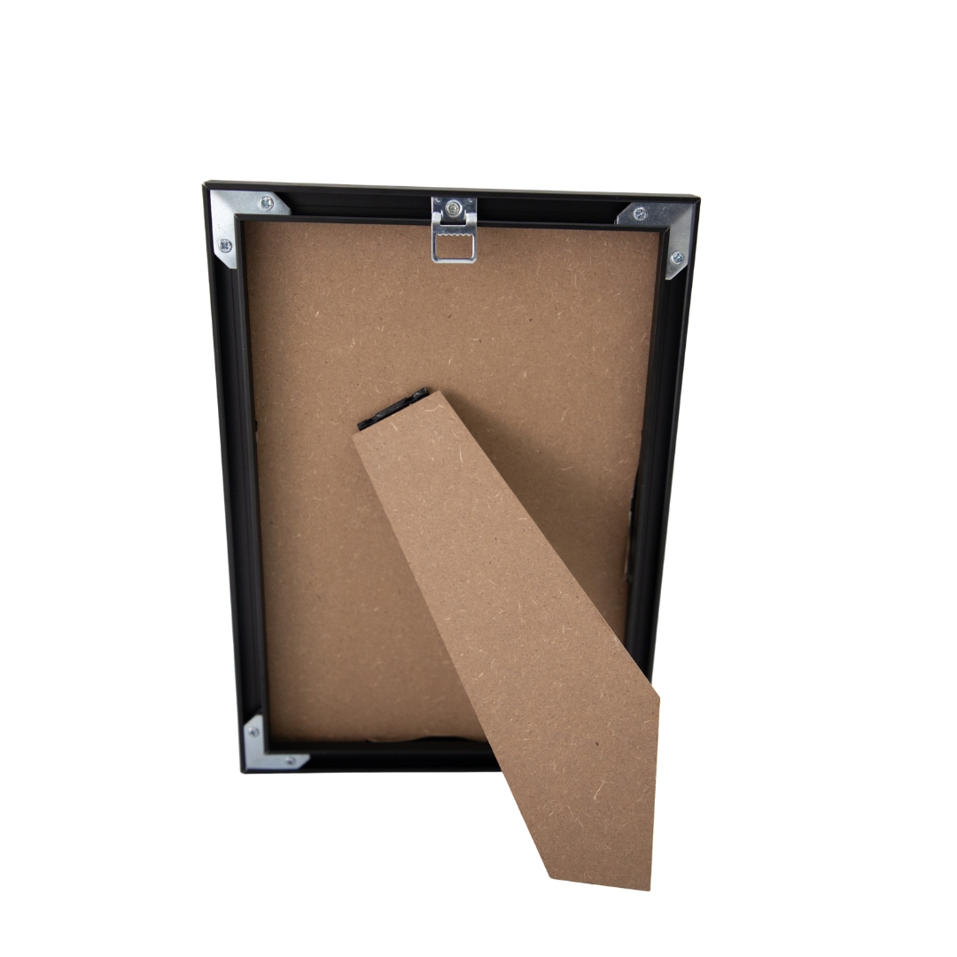 a4 aluminium certificate frame back view stand