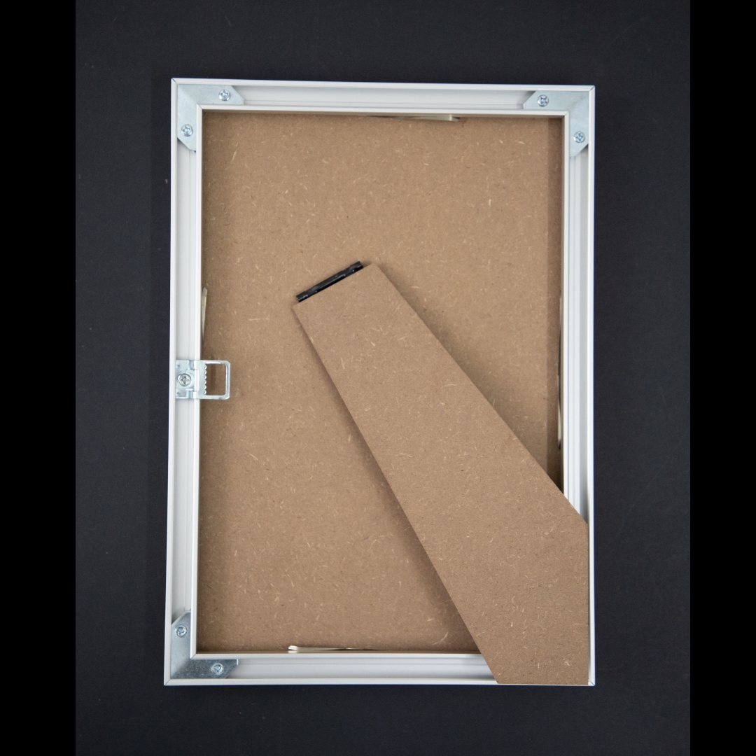 a4 aluminium certificate frame silver back view