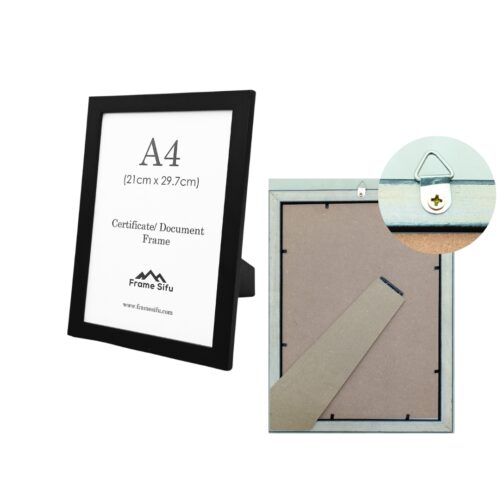 wooden certificate frame front and back view